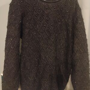 Lands' End Black Textured Sweater